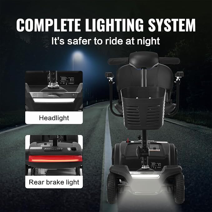 Mobility Scooter for Adults&Seniors - Electric Powered Wheelchair Device - 400 lb Capacity Compact Heavy Duty Mobile for Travel, Adults, Elderly - Long Range Power Extended Battery -Black