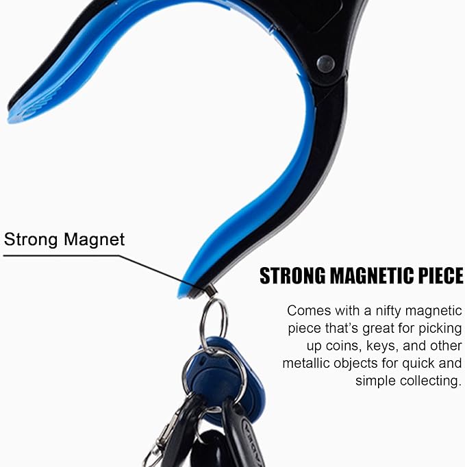 2Pcs Grabber Reacher Tool - 32" Folding Pick up Tool - 360° Rotating Anti-Slip Jaw Grabber Tool for Elderly - Lightweight Trash Picker Rubbish Collector,Blue