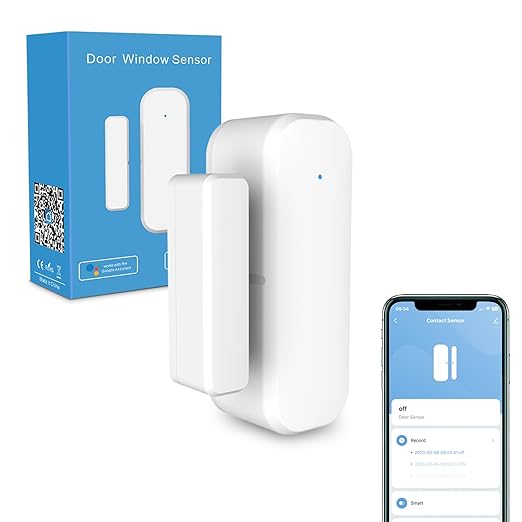1-Pack Smart Door and Window Sensor, 2.4G WiFi Door Sensor, Tuya/Smart Life Contact Sensors for Home Security & Smart Home Automation, Compatible with Alexa Google Assistant
