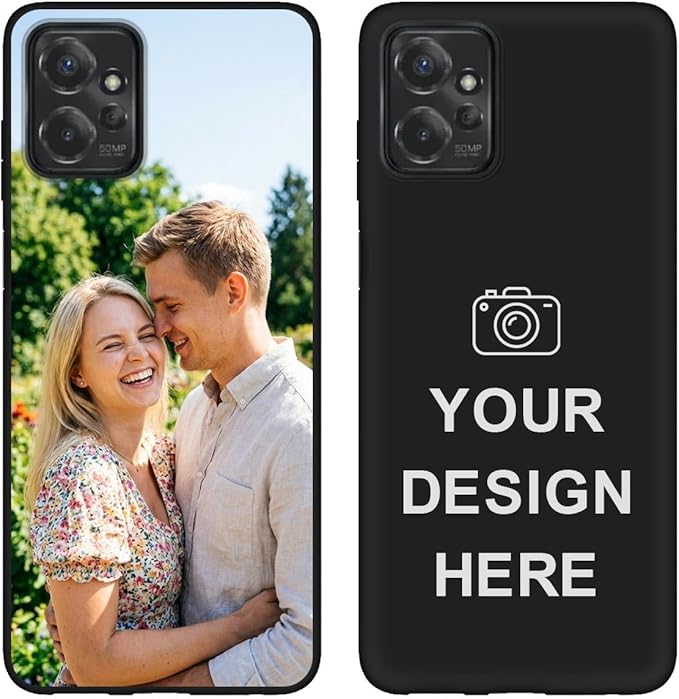 Custom Phone Case for Motorola Moto G Power 5G 2023, Design Your Personalized Photo Logo Name Phone Cover, Slim Soft TPU Lightweight Silicone Black Case, Customized Gift for Birthday Christmas