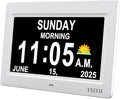 Dementia Clock with Day and Date for Seniors, Digital Clock Large Display Electronic Calendar, 13 Alarms Custom Reminders Clocks for Bedroom Living Room.