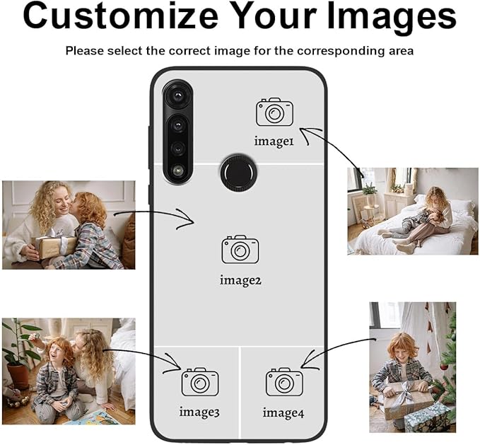 Custom Photo Case for Motorola Moto G Power 2020, Create Your Own Picture Collage Phone Case, Soft Drop Protection, Personalized Anti-Scratch TPU Soft Cover, Gifts for Family Friends, Black
