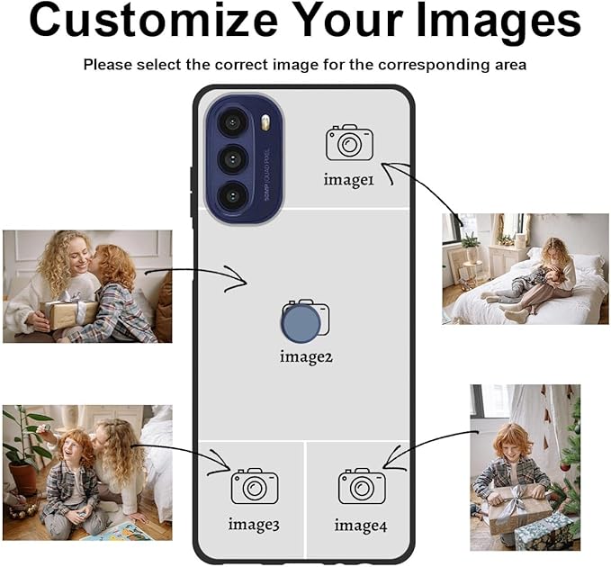 Custom Photo Case for Motorola Moto G 5G 2022, Create Your Own Picture Collage Phone Case, Soft Drop Protection, Personalized Anti-Scratch TPU Soft Cover, Gifts for Family Friends, Black