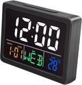 RQG Alarm Clock for Bedrooms, 5.5" Large LED Digital Alarm Clock, Desk Clock for Living Room with Temperature Calendar Snooze, Adjustable Volume, Gift for Heavy Sleepers Students Elderly