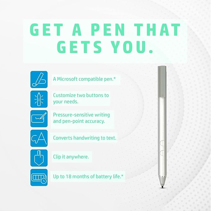 Genuine Digital Stylus Pen for HP Envy/Spectre 2-in-1 Series Laptops, Support MPP with Pressure Sensitivity, Compatible HP Active Pen 1MR94AA/905512-001, Silver
