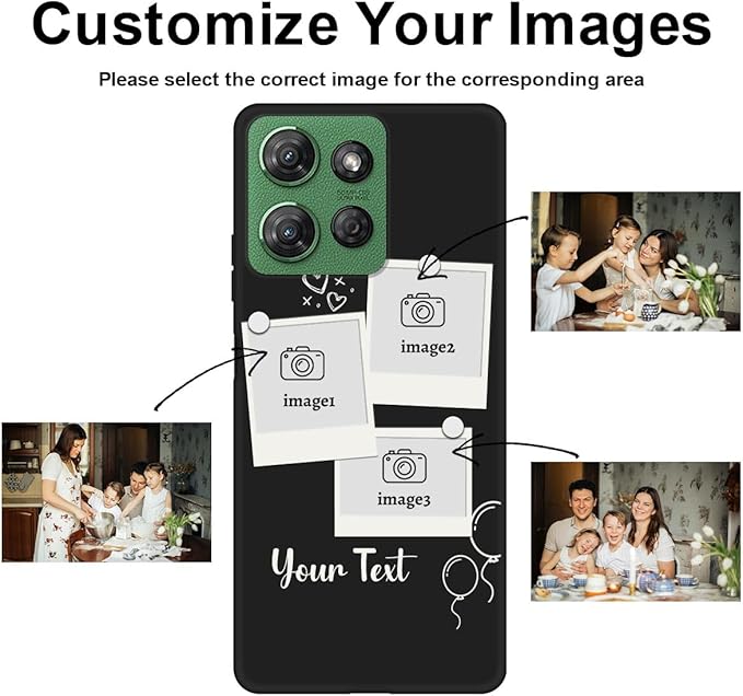 Custom Multi Photos Case for Motorola Moto G 5G 2026-6.7 inch, Personalized Gift for Men Women, Customized Collage Text Picture Phone Cover, Soft Rubber Shockproof Protective Case, Black