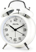 Loud Alarm Clock for Heavy Sleepers, 6 inch Battery Operated Twin Bell Alarm Clock with Night Light, Silent Non Ticking Analog Small Clock Decor for Bedroom, Bedside, Living Room
