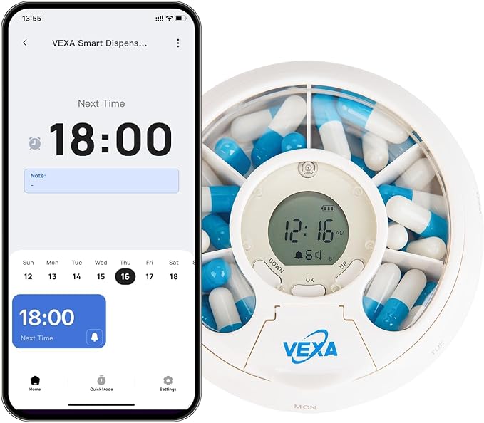 Automatic Pill Dispenser 28-Day with Alarm Reminder LCD Display Lockable