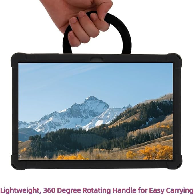 Silicone Tablet Case 360 Rotating Stand/Handle and Shoulder Strap Stylus Pen Soft Cover Compatible with COLORROOM/TUOHAITIME/JIKOCXN/WXUNJA C5 11 inch Black