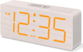 DreamSky Wooden Digital Alarm Clock for Bedroom - Loud Alarm Clock for Heavy Sleepers with Volume Control, Desk Clocks for Living Room with Large Numbers, Dimmer, DST, Wood Decor (Plug in Clock)