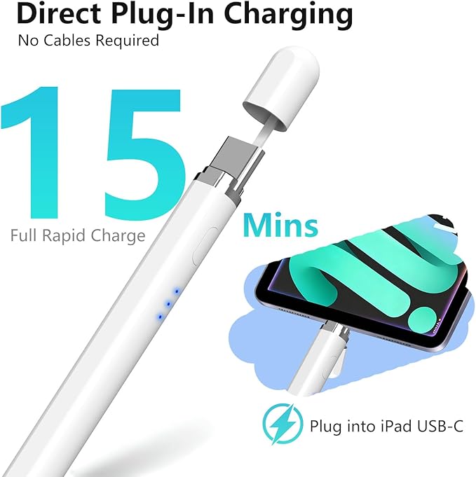 iPad Pencil for Apple iPad 2018–2026, Magnetic Charging Stylus Pen for Pencil 2nd Generation &1st Generation with Tilt Sensitivity& Palm Rejection, Pencil for iPad A16 Pro 11/12.9/13, Air, Mini