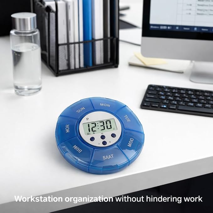 Case with Alarm, Weekly Medicines Setting Up Voice Reminders with Recording Playback Function 7 Day Medication Times Dispenser The Elderly Blind Person