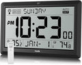 HODIK Wall Clock Atomic with Indoor Outdoor Temperature Battery Powered, Easy Reading with 10.5 Inch LCD Display, 330FT Range Table Wall Clock with DST, 12/24 Hour for Living Room Kicthen (Black)