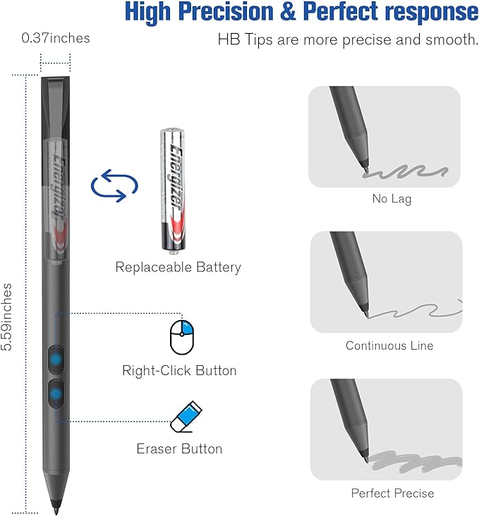 Stylus Pen for ASUS Touchscreen Devices, Active Digital Pen with Ultra-Fine Tip, 1024 Pressure Sensitivity, Palm Rejection for Precision Drawing and Writing