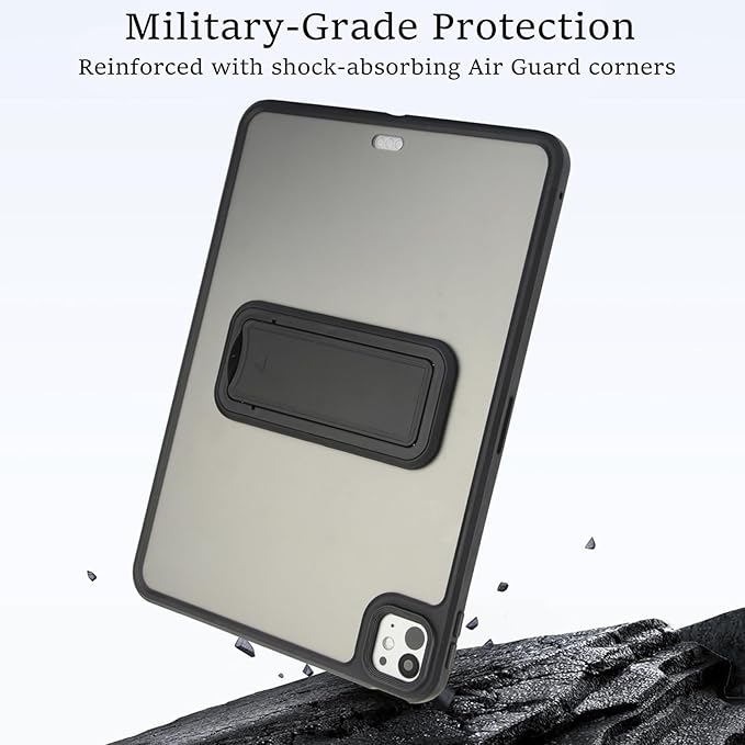 Dteck for iPad Pro 11-inch (M4/M5) 2024/2025 Release Thin Clear Case with Foldable Kickstand, Slim Fit and Lightweight, Scratch Resistant Protective Simple Transparent Tablet Back Cover Shell, Black