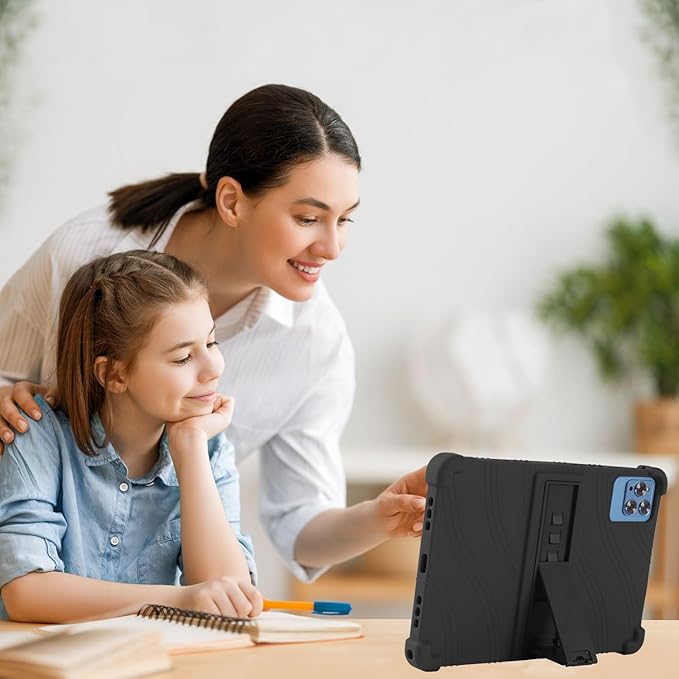 Case for BYYBUO A10_L 10.1 inch Tablet - Lightweight Silicone Stand Case Cover + 1 Random Color Stylus (Black)