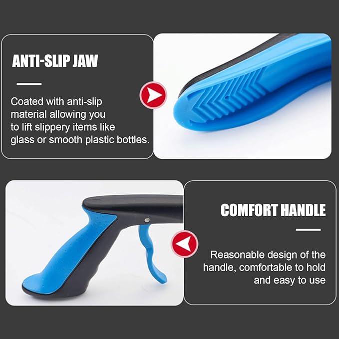 2Pcs Grabber Reacher Tool - 32" Folding Pick up Tool - 360° Rotating Anti-Slip Jaw Grabber Tool for Elderly - Lightweight Trash Picker Rubbish Collector,Blue