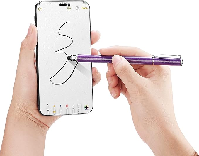 Purple Stylus Touch Screen Pen Compatible with OnePlus 15/15R - Fiber Tip Aluminum Lightweight