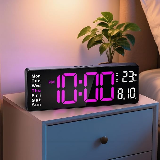 Digital Clock Large Display, 16" Large Digital Wall Clock for Classroom, Led Big Wall Clocks with Remote Control,Date,Week,Alarm,Temp,Night Light for Bedroom,Living Room,Gym,Office