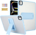 Dteck for iPad Pro 11-inch (M4/M5) 2024/2025 Release Thin Clear Case with Foldable Kickstand, Slim Fit and Lightweight, Scratch Resistant Protective Simple Transparent Tablet Back Cover Shell, Blue