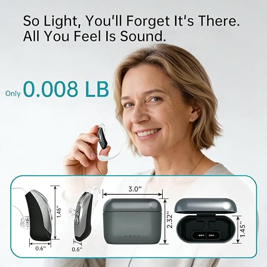 16-Channel OTC Hearing Aids for Seniors & Adults – Rechargeable, Wireless, Comfort-Fit Design with Advanced Noise Cancellation for Clear Sound
