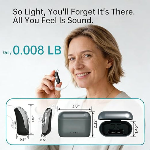 16-Channel OTC Hearing Aids for Seniors & Adults – Rechargeable, Wireless, Comfort-Fit Design with Advanced Noise Cancellation for Clear Sound