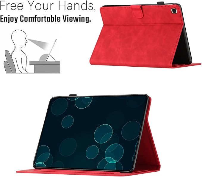 Dteck for Galaxy Tab S6 Lite (10.4") Tablet Case 2024/2022/2020 (SM-P620/P610), PU Leather Slim Folio Case with Auto Sleep Wake/Adjustable Stand, Lightweight Cute Butterfly Cover with Stylus (Red)