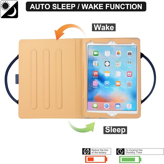 Dteck for iPad Air 13" M2/M3/M4, Pro 13" M4/M5, Pro 12.9" 3rd/4h/5th/6th Gen Smart Folio Case with Auto Sleep Wake, Stand, Handle, Pocket, Handbag Style PU Leather Protective Cute Bowknot Cover, Blue