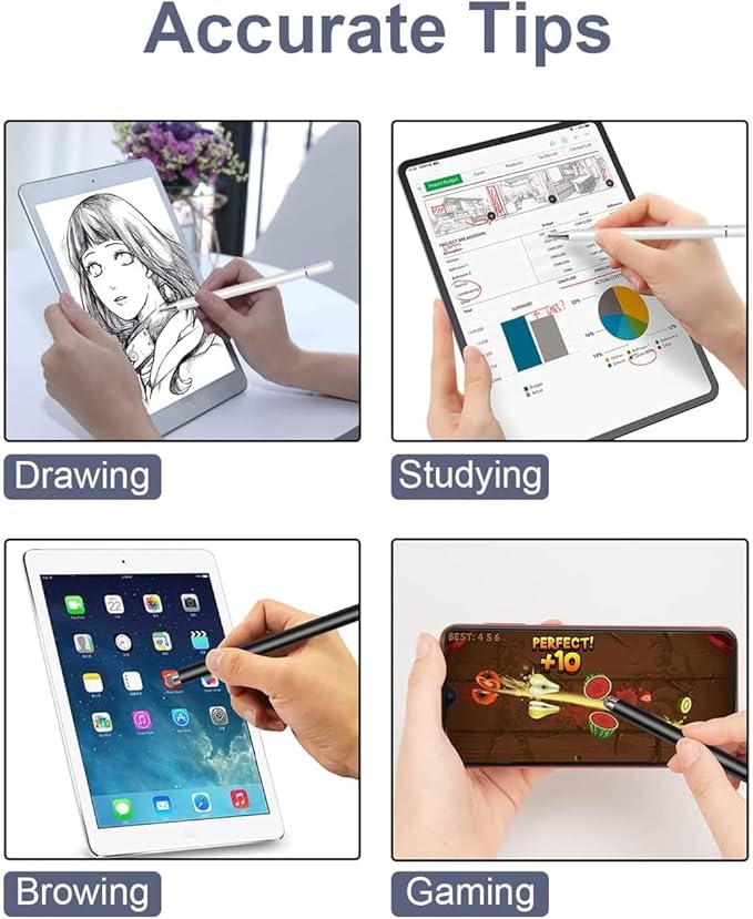 Stylus Compatible with Samsung Galaxy A25 5G/A15 5G Phones - Touch Screen Pen Fiber Tip Aluminum Lightweight Silver Color