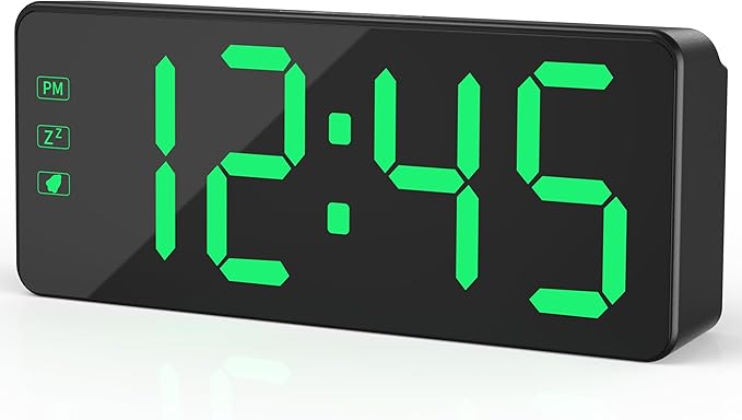 KWANWA Alarm Clock for Heavy Sleepers - 2.4" Super Bright LED with 3-Stage Dimming, 7-Min Snooze, Anti-Power Outage Design/Battery Backup (UL Adapter + 59" Charging Cable Included)