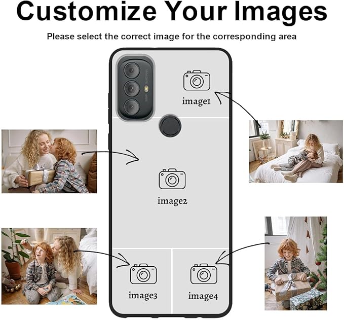 Custom Photo Case for Motorola Moto G Power 2022, Create Your Own Picture Collage Phone Case, Soft Drop Protection, Personalized Anti-Scratch TPU Soft Cover, Gifts for Family Friends, Black