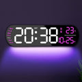 13.7" Large Digital Wall Clock – Remote Control, Dual Alarm, Big LED Display, Auto-Dimming, RGB Night Light, Auto DST – Bedroom, Living Room, Office, Purple