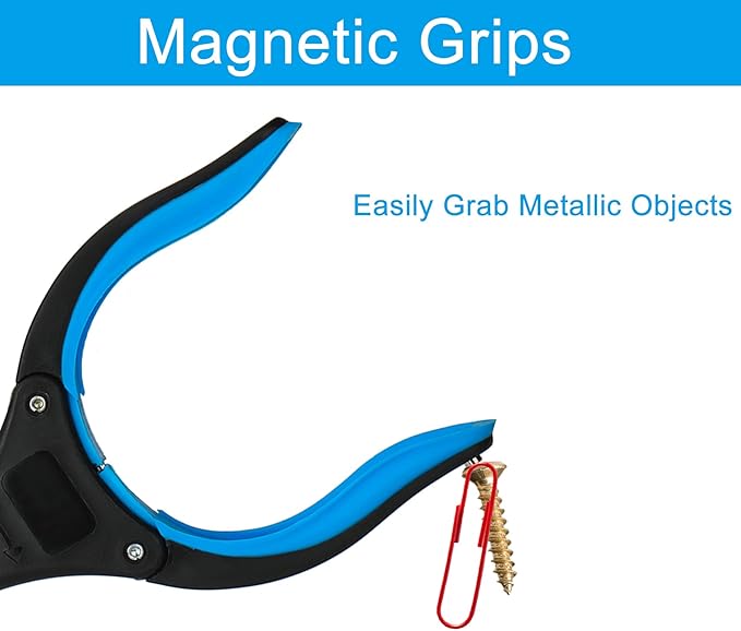 6-Piece Reacher Grabber Set - 32" Foldable Aluminum Pickup Tool with Swivel Claw & Magnet (4 Pack) + 16" Stainless Steel & 12" Iron Mini Grabbers, Heavy Duty Trash Picker & Garden Nabber