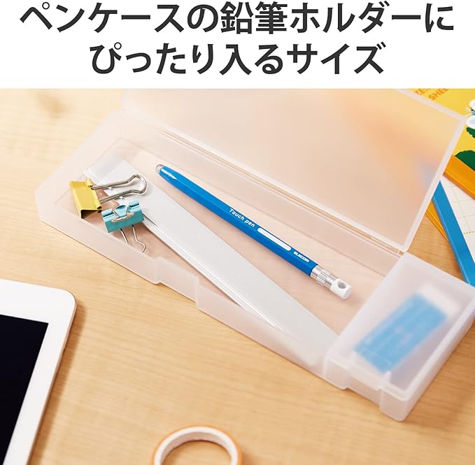 Elecom P-TPENSEBU Stylus Pen, Hexagonal Pencil Type, For Kids, With Strap Hole, Conductive Fiber Type, Compatible with Smartphones and Tablets, Replaceable Nibs, Blue