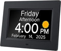 Digital Alarm Clock with Date and Day of Week for Dementia Seniors, Voice Announcement Time, Multiple Alarm Sets, Auto DST, Gifts for Elderly People with Dementia - Black