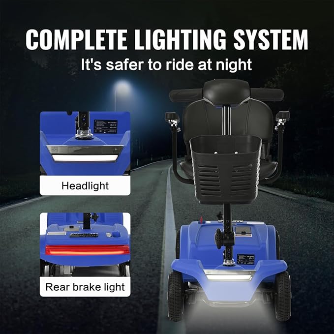 Mobility Scooter for Adults&Seniors - Electric Powered Wheelchair Device - 400 lb Capacity Compact Heavy Duty Mobile for Travel, Adults, Elderly - Long Range Power Extended Battery -Blue