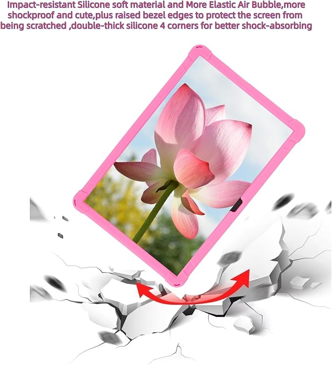 Silicone Tablet Case 360 Rotating Stand/Handle and Shoulder Strap Stylus Pen Soft Cover Compatible with COLORROOM/TUOHAITIME/JIKOCXN/WXUNJA C5 11 inch Pink