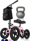 Vive Mobility All Terrain Knee Scooter Walker for Foot Injuries - Adult Broken Leg Crutch Cart Roller for Surgery, Broken Foot, Ankle Injury - Kneeling Rolling Steerable Seated Wheel Scooter Aid