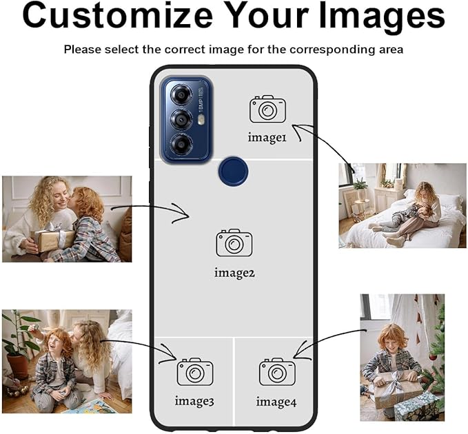 Custom Photo Case for Motorola Moto G Play 2023, Create Your Own Picture Collage Phone Case, Soft Drop Protection, Personalized Anti-Scratch TPU Soft Cover, Gifts for Family Friends, Black