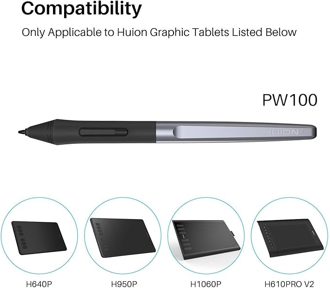 HUION PW100 Battery-Free Stylus for Huion Inspiroy H640P H950P H1060P H610Pro V2 HS610 HS64 H420X H580X H610X Graphics Tablet