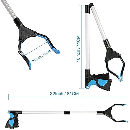 2 Pack-Grabber Reacher Tool, 32" Foldable Grabber Reacher for Elderly Aluminum Trash Folder Accessibility aid Garden Arm Extension Extender Gripper Tool