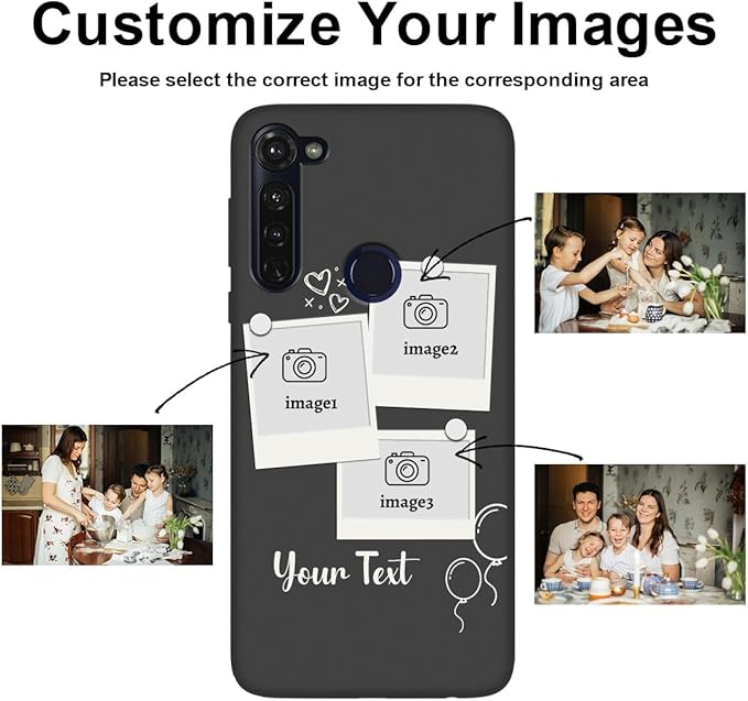 Styletify Custom Multi Photos Case for Motorola Moto G Pro - 6.4 inch, Personalized Gift for Men Women, Customized Collage Text Picture Phone Cover, Soft Rubber Shockproof Protective Case, Black