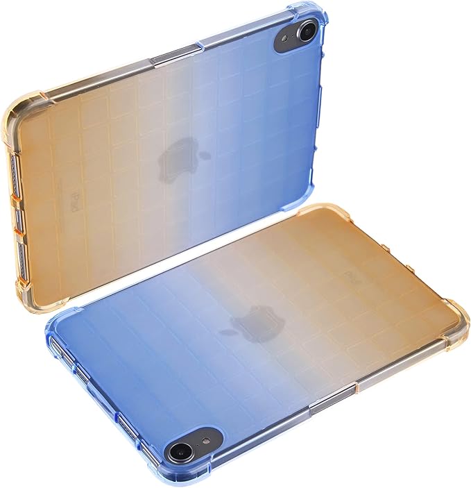 Dteck for iPad mini 8.3 Inch (A17 Pro/6th Generation) 2024/2021 Ultra Thin Translucent Back Cover, Lightweight Slim Soft TPU Case with Reinforced Corners, Protection Shock-Absorbing Shell, Blue Gold