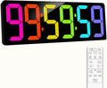 17.2" Large Digital Timer Wall Clock with Remote Control, Count Down Up Digital Timer, Auto DST LED Big Digital Clock for Bedroom Kitchen Living Room Office Gym Home Decor, RGB