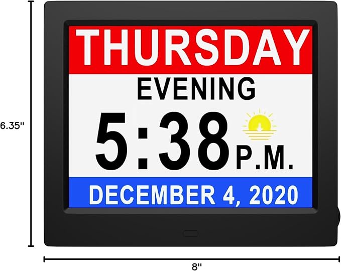 Véfaîî 26 Alarms Digital Clock Large with 1280 * 800P HD, Auto DST, Custom Reminders, 6 Display, 7 Color Modes, 10-Level Auto Dimmer, Clock for Seniors & Schoolkids-8 INCH with Remote