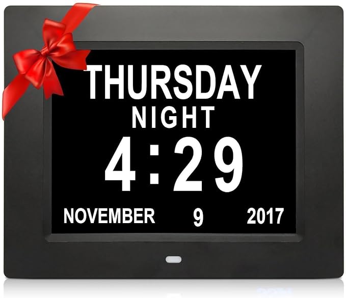 SSA Digital Calendar, 8 Inch Digital Calendar Day Clock with Clear Large Wall Hanging Pefect for Memory Loss Elderly Seniors