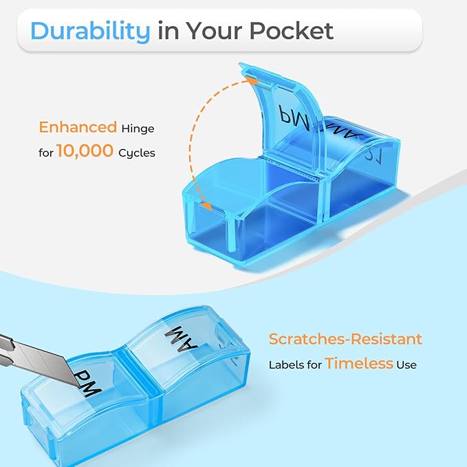 Monthly Pill Organizer AM/PM 30-Day Travel Medicine Case for Vitamins Blue