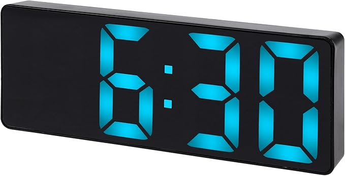Large Digital Alarm Clock Big Numbers for Seniors & Visually Impaired, 3-Level Dimmable Brightness, Snooze, Used by Plugging for Bedroom, Office, Dorm 6.3" L x 1" W x 2.4" H Blue