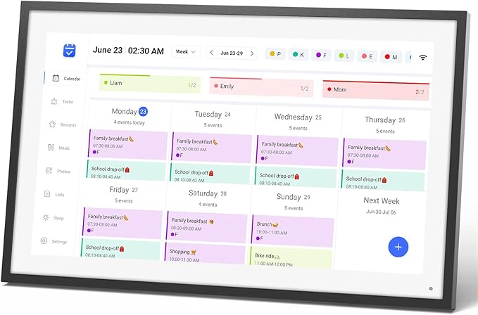 LOOFII 15.6 Inch Smart Digital Calendar – 1920×1080 Full HD Touchscreen Calendar & Family Planner with Chore Chart & Meal Planner, Wall-Mountable (Black White)