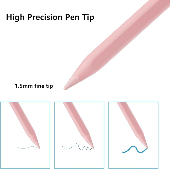 Stylus Pen for iPad A16 11th 10th 9th 8th 7th 6th Generation, iPad Pro 12.9 11 13 inch M4, iPad Air M3 M2 5th 4th 3rd Gen, iPad mini A17 Pro 7 6 5, for Apple Pencil Pro 1st 2nd Gen Alternative (Pink)